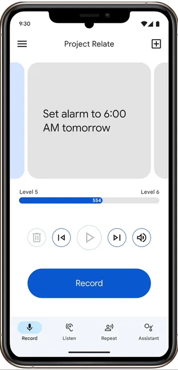 Project Relate onboarding on a phone