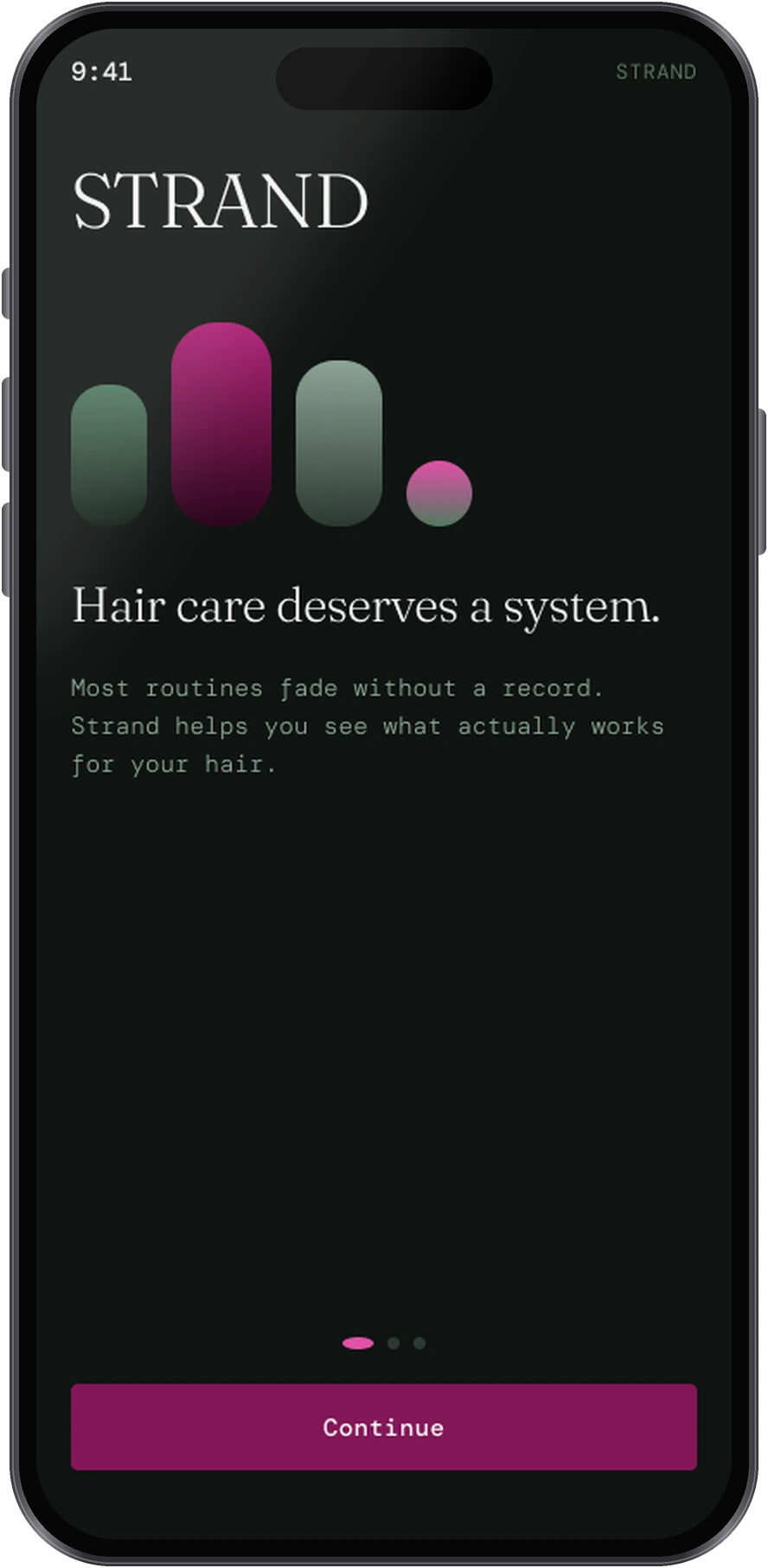 Strand onboarding screen on a phone